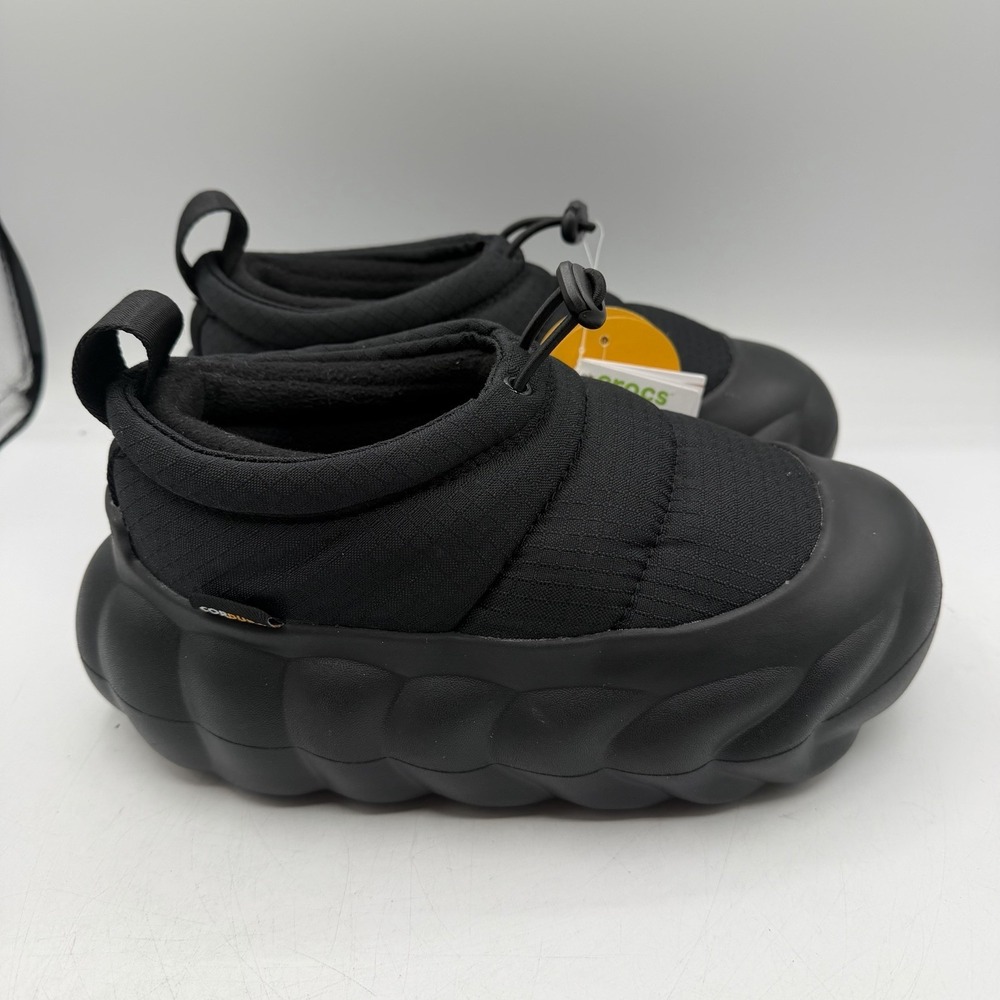 Crocs Overpuff Cordura Shorty Shoes Womens Sz‎ 5 Black Slip On Lined 210920-060